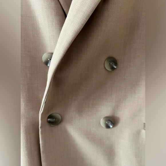 Anthropologie/Maeve Double Breasted Oversized Blazer Tan Size 4 - Picture 6 of 8